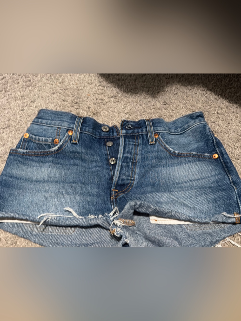 Women's Distressed Denim Cutoff Shorts - Medium Blue